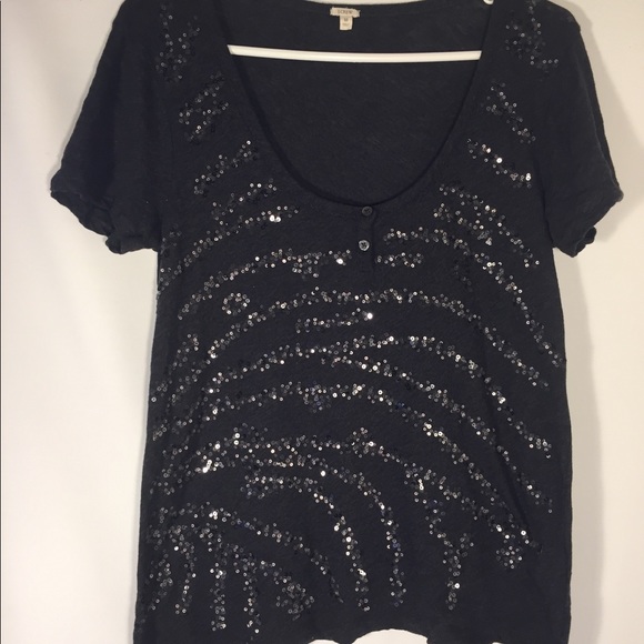 J. Crew Tops - J Crew Charcoal Gray Top With Sequins